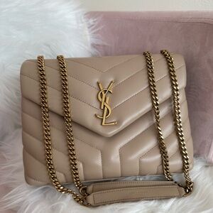 Yves saint laurent YSL small loulou purse bag in dark beige